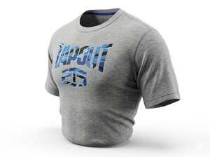 Older Tapout Men's Grey Performance T-Shirt Blue Camo Logo Size Medium